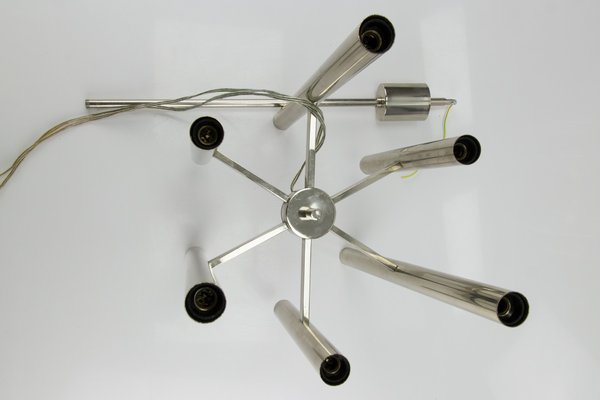 Mid-Century Italian Chrome 12-Light Chandelier, 1970s-KEG-629204