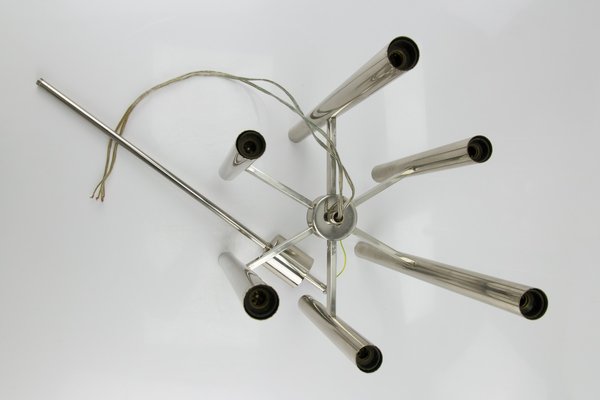 Mid-Century Italian Chrome 12-Light Chandelier, 1970s-KEG-629204