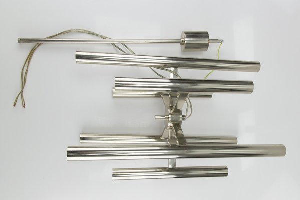 Mid-Century Italian Chrome 12-Light Chandelier, 1970s-KEG-629204