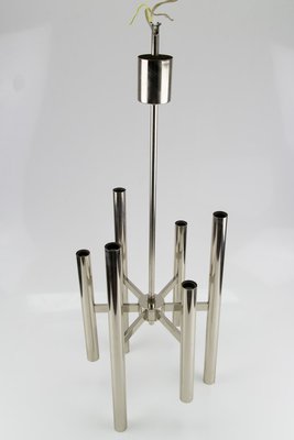 Mid-Century Italian Chrome 12-Light Chandelier, 1970s-KEG-629204