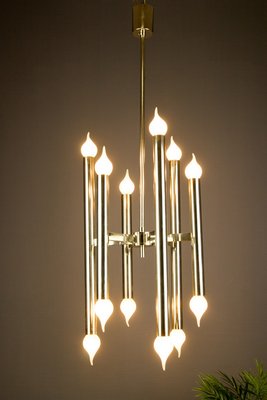 Mid-Century Italian Chrome 12-Light Chandelier, 1970s-KEG-629204