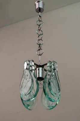 Mid-Century Italian Chromed Metal & Thick Glass Ceiling Lamp from Veca, 1960s-FER-860979