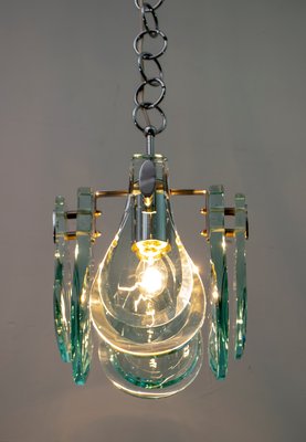 Mid-Century Italian Chromed Metal & Thick Glass Ceiling Lamp from Veca, 1960s-FER-860979