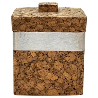 Mid-Century Italian Cork and Aluminum Ice Bucket with Cork Top, 1970s-JDR-1125584