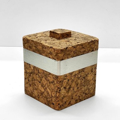 Mid-Century Italian Cork and Aluminum Ice Bucket with Cork Top, 1970s-JDR-1125584