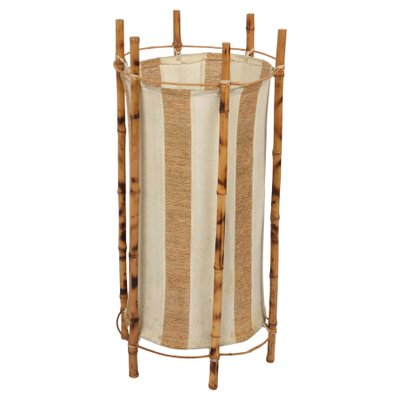 Mid-Century Italian Cotton, Bamboo & Rattan Floor Lamp by Louis Sognot, 1950s-JDR-1125478