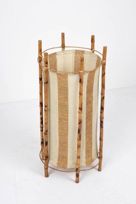 Mid-Century Italian Cotton, Bamboo & Rattan Floor Lamp by Louis Sognot, 1950s-JDR-1125478