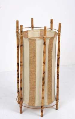 Mid-Century Italian Cotton, Bamboo & Rattan Floor Lamp by Louis Sognot, 1950s-JDR-1125478