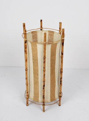 Mid-Century Italian Cotton, Bamboo & Rattan Floor Lamp by Louis Sognot, 1950s-JDR-1125478