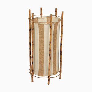 Mid-Century Italian Cotton, Bamboo & Rattan Floor Lamp by Louis Sognot, 1950s-JDR-1125478