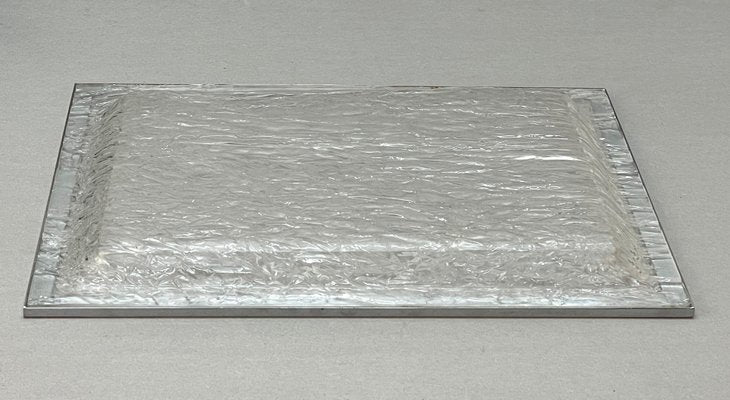 Mid-Century Italian Crystal Acrylic Glass and Chrome Tray, 1970s-JDR-1146342