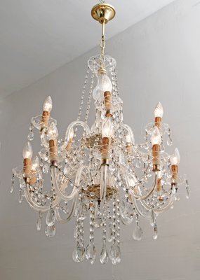 Mid-Century Italian Crystal Chandelier, 1950s-FER-551752