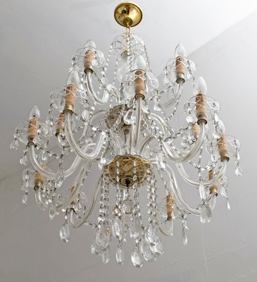 Mid-Century Italian Crystal Chandelier, 1950s-FER-551752