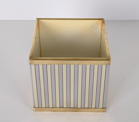 Mid-Century Italian Cubic Brass and Chromed Metal Newspaper Rack, 1970s-JDR-1257981