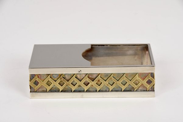 Mid-Century Italian Decorative Silver Plate Box by Benaglia for Cleto Munari, 1970s-JDR-1125871