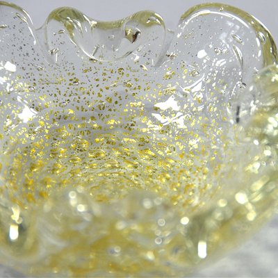 Mid-Century Italian Decorative Yelow Bullicante Murano Glass Bowl, 1960s-GIW-1343805