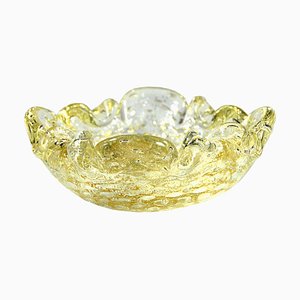 Mid-Century Italian Decorative Yelow Bullicante Murano Glass Bowl, 1960s-GIW-1343805