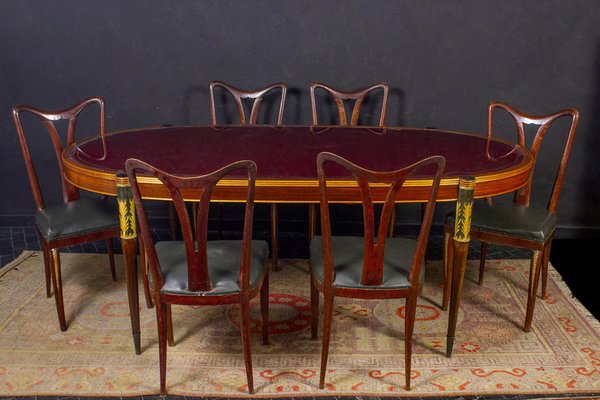 Mid-Century Italian Dining Room Set with Table and Bar Cabinet, 1940-MBH-1031750