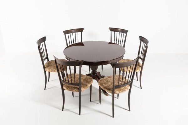 Mid-Century Italian Dining Table and Chairs from Chiavari, 1950s, Set of 7-KMC-1389082