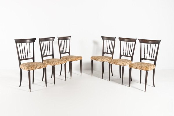 Mid-Century Italian Dining Table and Chairs from Chiavari, 1950s, Set of 7-KMC-1389082