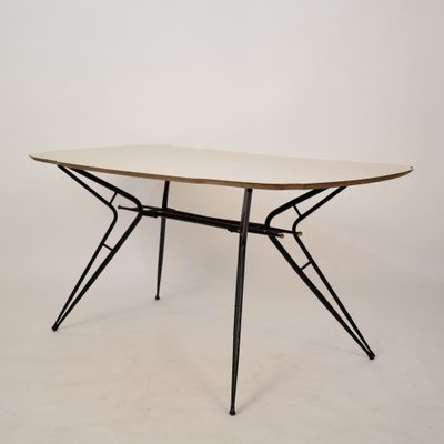 Mid-Century Italian Dining Table in Black Lacquered Metal and Formica, 1952-FB-1554569