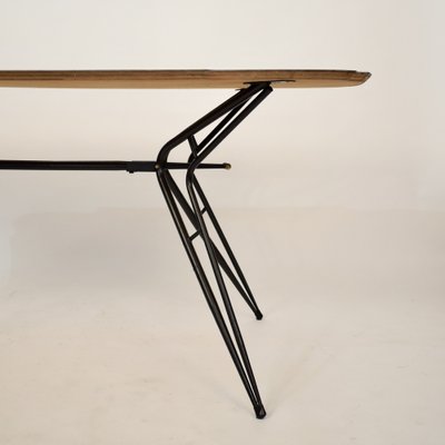 Mid-Century Italian Dining Table in Black Lacquered Metal and Formica, 1952-FB-1554569