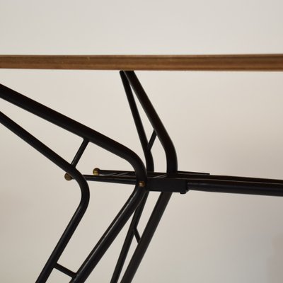 Mid-Century Italian Dining Table in Black Lacquered Metal and Formica, 1952-FB-1554569