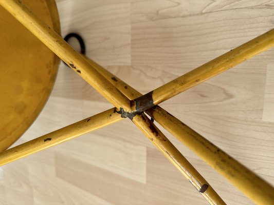 Mid-Century Italian Empire Style Metal Folding Side Table in Yellow and Black, 1970-JO-1746829