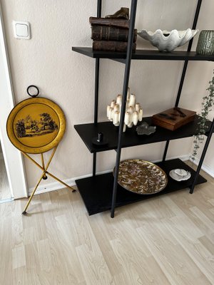 Mid-Century Italian Empire Style Metal Folding Side Table in Yellow and Black, 1970-JO-1746829