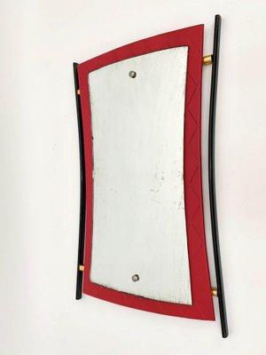 Mid-Century Italian Enameled Iron, Wood and Brass Wall Mirror by Cesare Lacca, 1950s-JDR-1126101