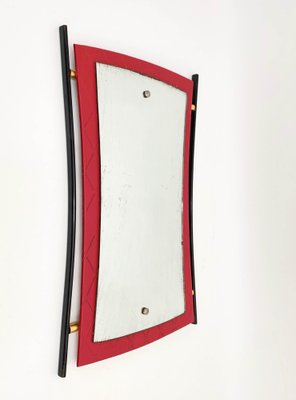 Mid-Century Italian Enameled Iron, Wood and Brass Wall Mirror by Cesare Lacca, 1950s-JDR-1126101