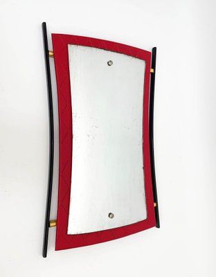 Mid-Century Italian Enameled Iron, Wood and Brass Wall Mirror by Cesare Lacca, 1950s-JDR-1126101