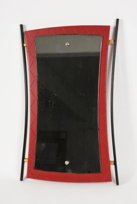 Mid-Century Italian Enameled Iron, Wood and Brass Wall Mirror by Cesare Lacca, 1950s-JDR-1126101