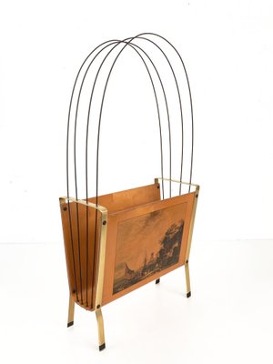 Mid-Century Italian Enameled Metal Magazine Rack, 1950s-JDR-1125994