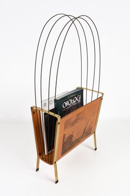 Mid-Century Italian Enameled Metal Magazine Rack, 1950s-JDR-1125994