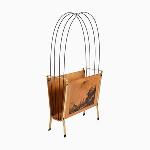 Mid-Century Italian Enameled Metal Magazine Rack, 1950s-JDR-1125994