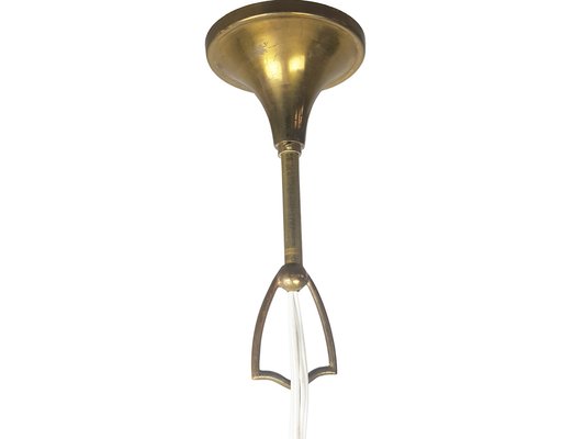 Mid-Century Italian Faceted Glass & Brass Pendant in the style of G. Ulrich, 1940s-RD-1822538