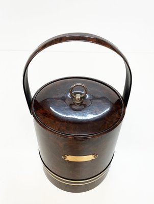 Mid-Century Italian Faux Briar Plastic Ice Bucket with Top, 1970s-JDR-1125517