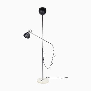 Mid-Century Italian Floor Lamp in Chrome-Plated Metal and Marble, 1960s-RD-1819906