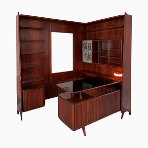 Mid-Century Italian Freestanding Corner Bookcase & Writing Desk, 1950s, Set of 2-MTX-1282902