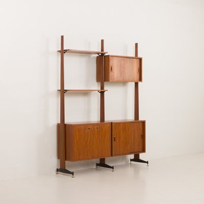 Mid-Century Italian Freestanding, Double-Sided Two Bay Teak Room Divider, 1960s-UE-2018504