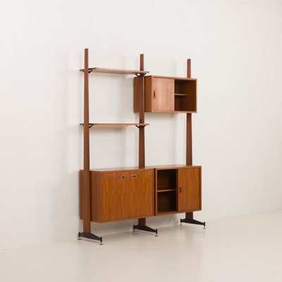 Mid-Century Italian Freestanding, Double-Sided Two Bay Teak Room Divider, 1960s-UE-2018504