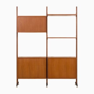 Mid-Century Italian Freestanding, Double-Sided Two Bay Teak Room Divider, 1960s-UE-2018504