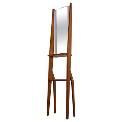 Mid-Century Italian Freestanding Full-Length Mirror with Wooden Structure, 1960s-GDD-1165968