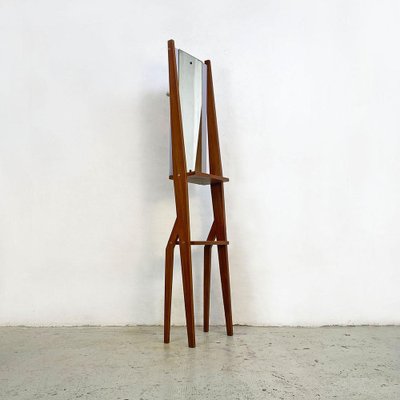 Mid-Century Italian Freestanding Full-Length Mirror with Wooden Structure, 1960s-GDD-1165968