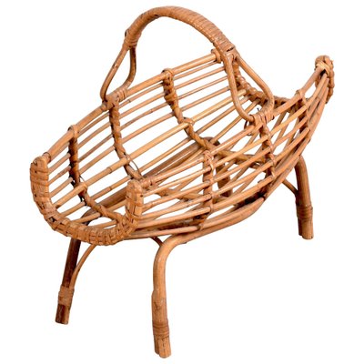 Mid-Century Italian French Riviera Bamboo and Rattan Magazine Rack, 1960s-JDR-1125894