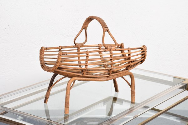 Mid-Century Italian French Riviera Bamboo and Rattan Magazine Rack, 1960s-JDR-1125894