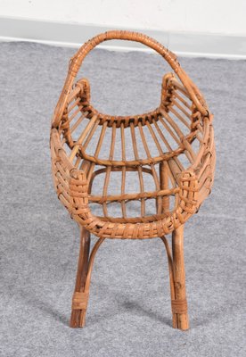 Mid-Century Italian French Riviera Bamboo and Rattan Magazine Rack, 1960s-JDR-1125894