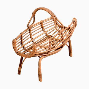 Mid-Century Italian French Riviera Bamboo and Rattan Magazine Rack, 1960s-JDR-1125894