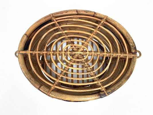 Mid-Century Italian French Riviera Bamboo & Rattan Basket, 1950s-JDR-1126014